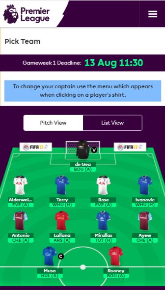 Select Squad - Fantasy Premier League