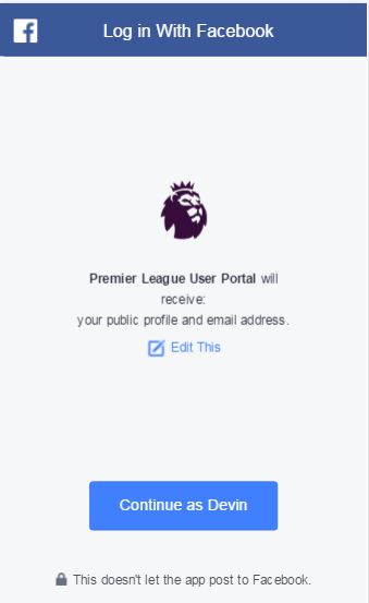 Facebook Login - Fantasy Premier League