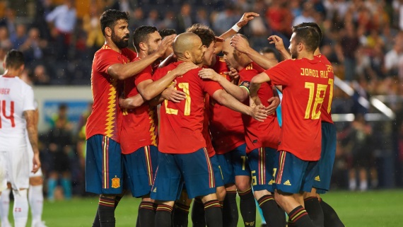 Spain celebrate a goal