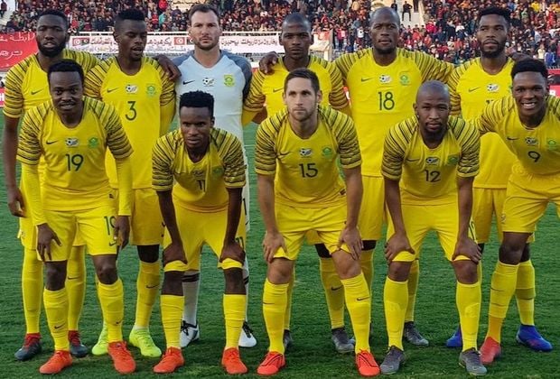 Bafana Bafana players posing before a game