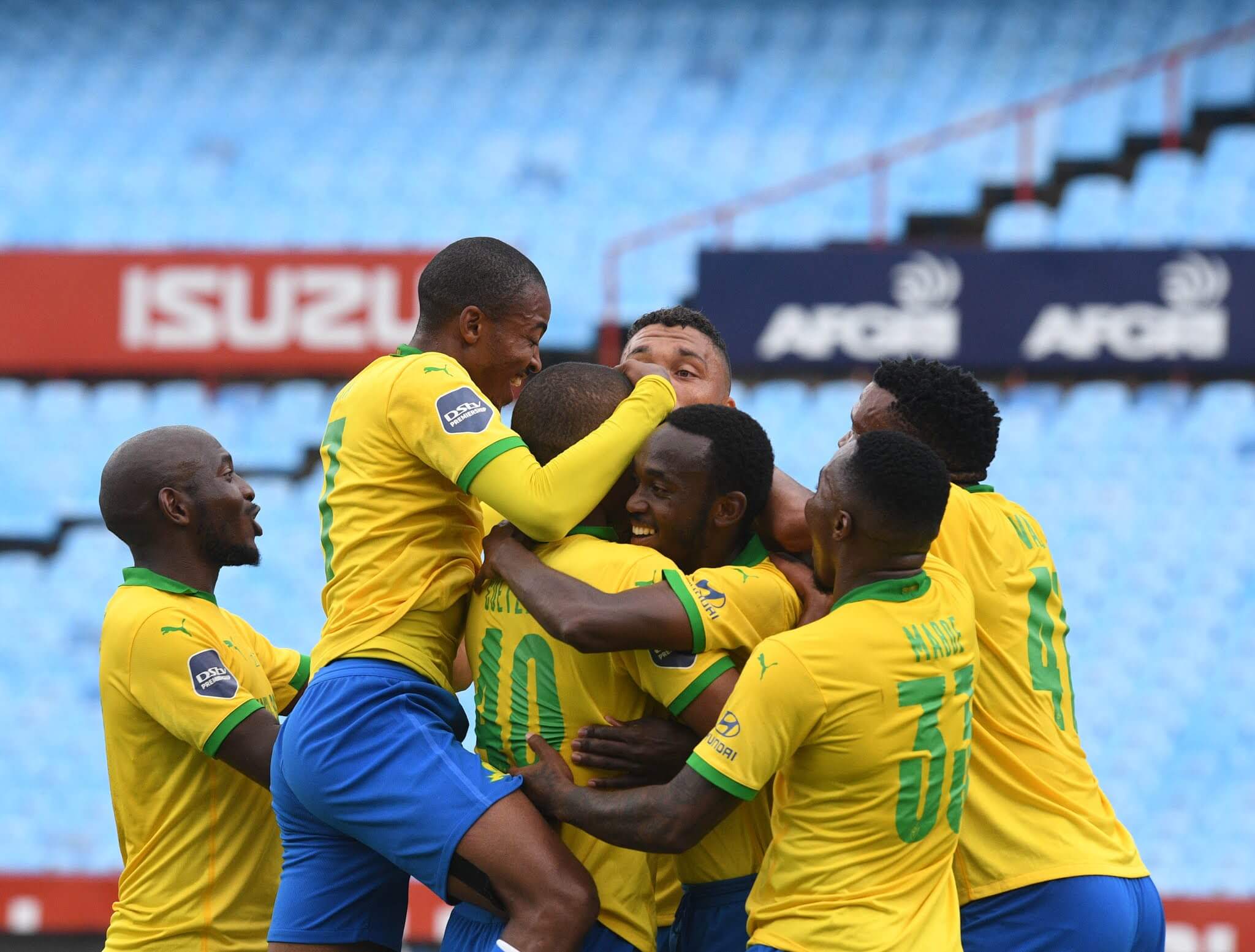 Mamelodi Sundowns celebrate their win over Orlando Pirates