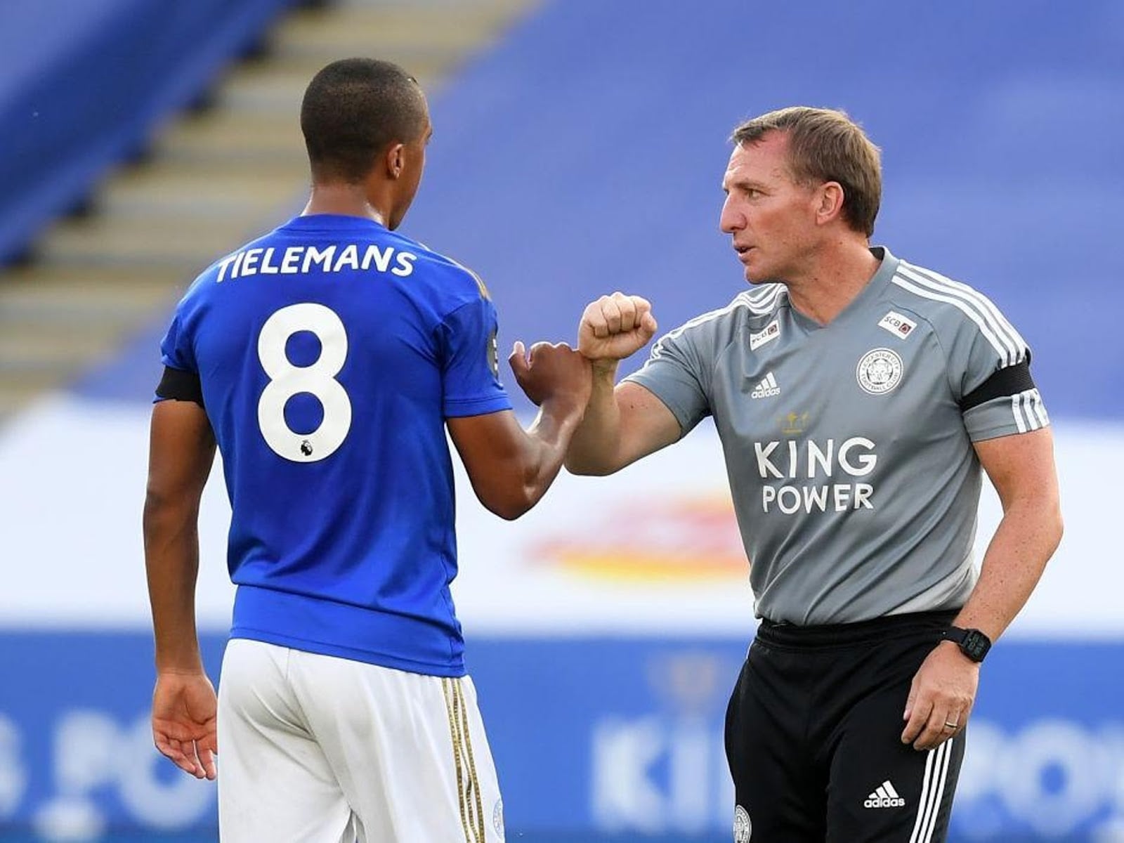 Youri Tielemans and Brendan Rodgers