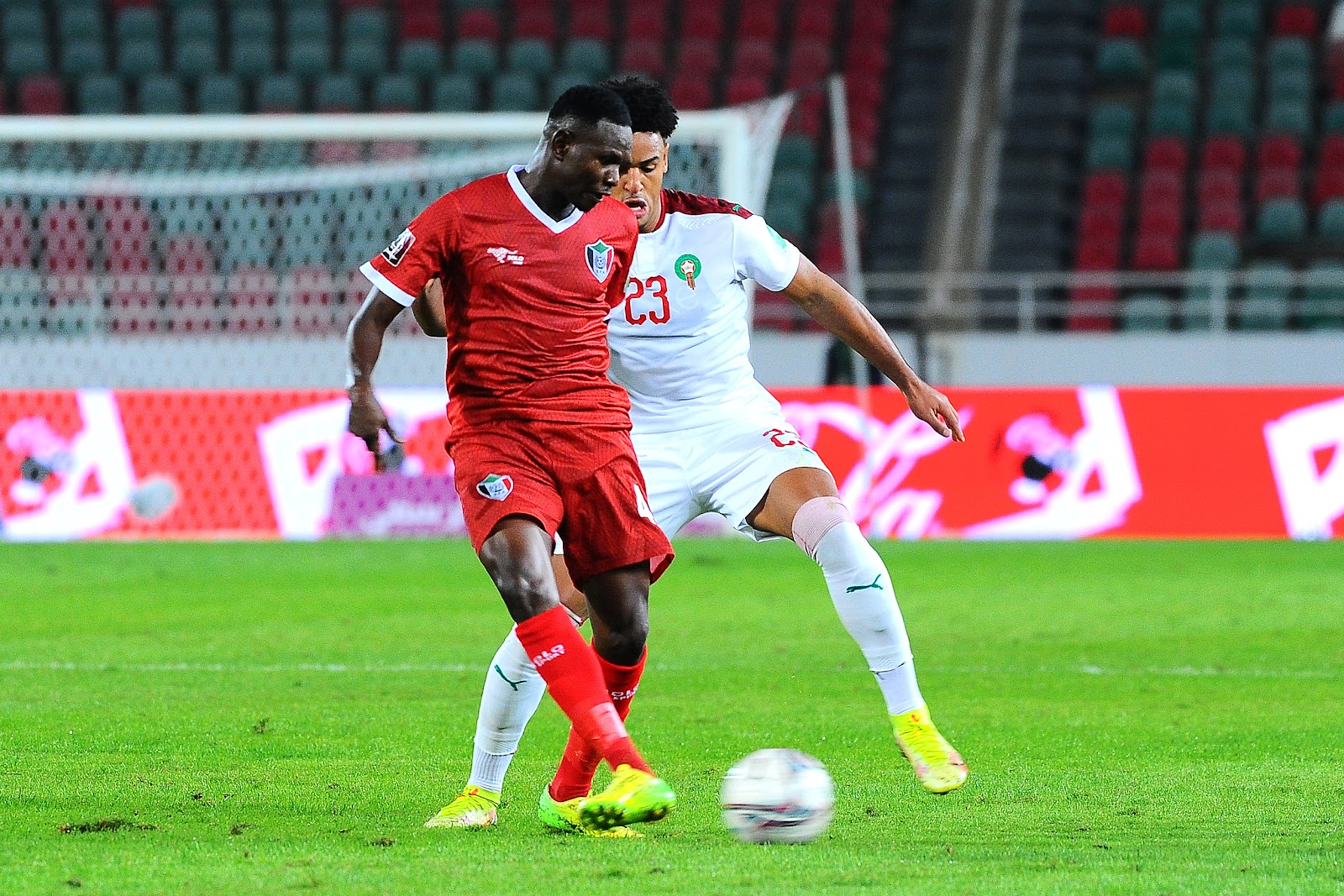 Sudan's Mohamed Abdelrahman in action vs Morocco