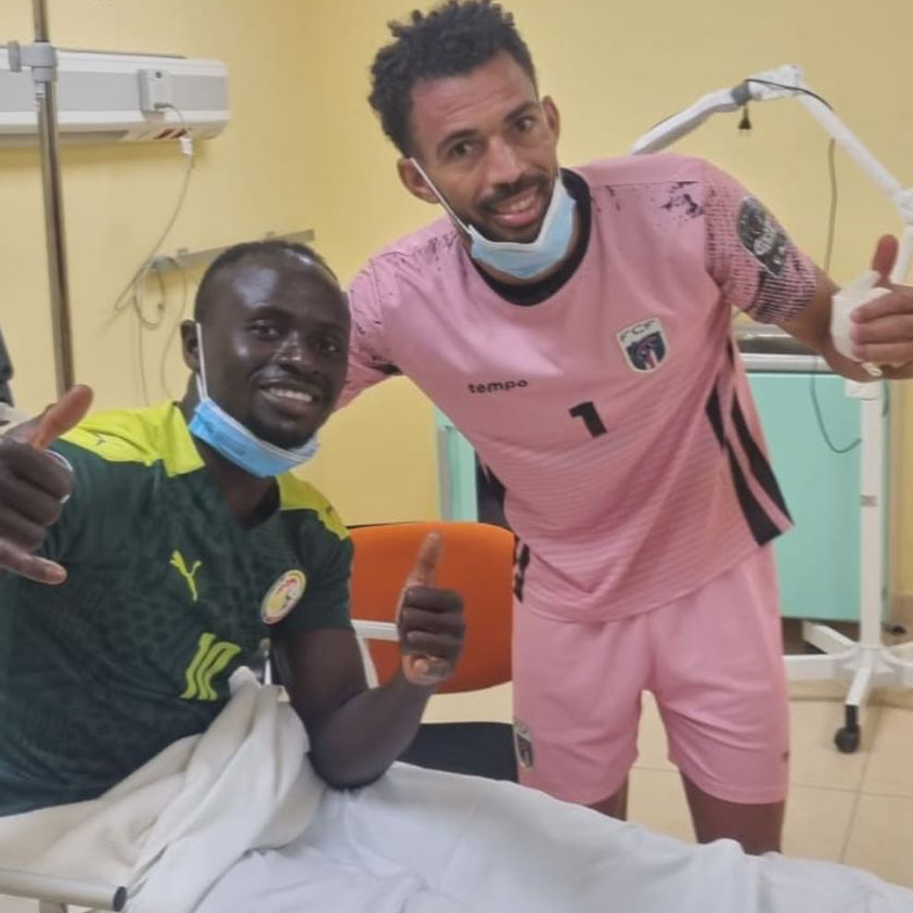 Sadio Mane and Cape Verde goalkeeper Vozinha