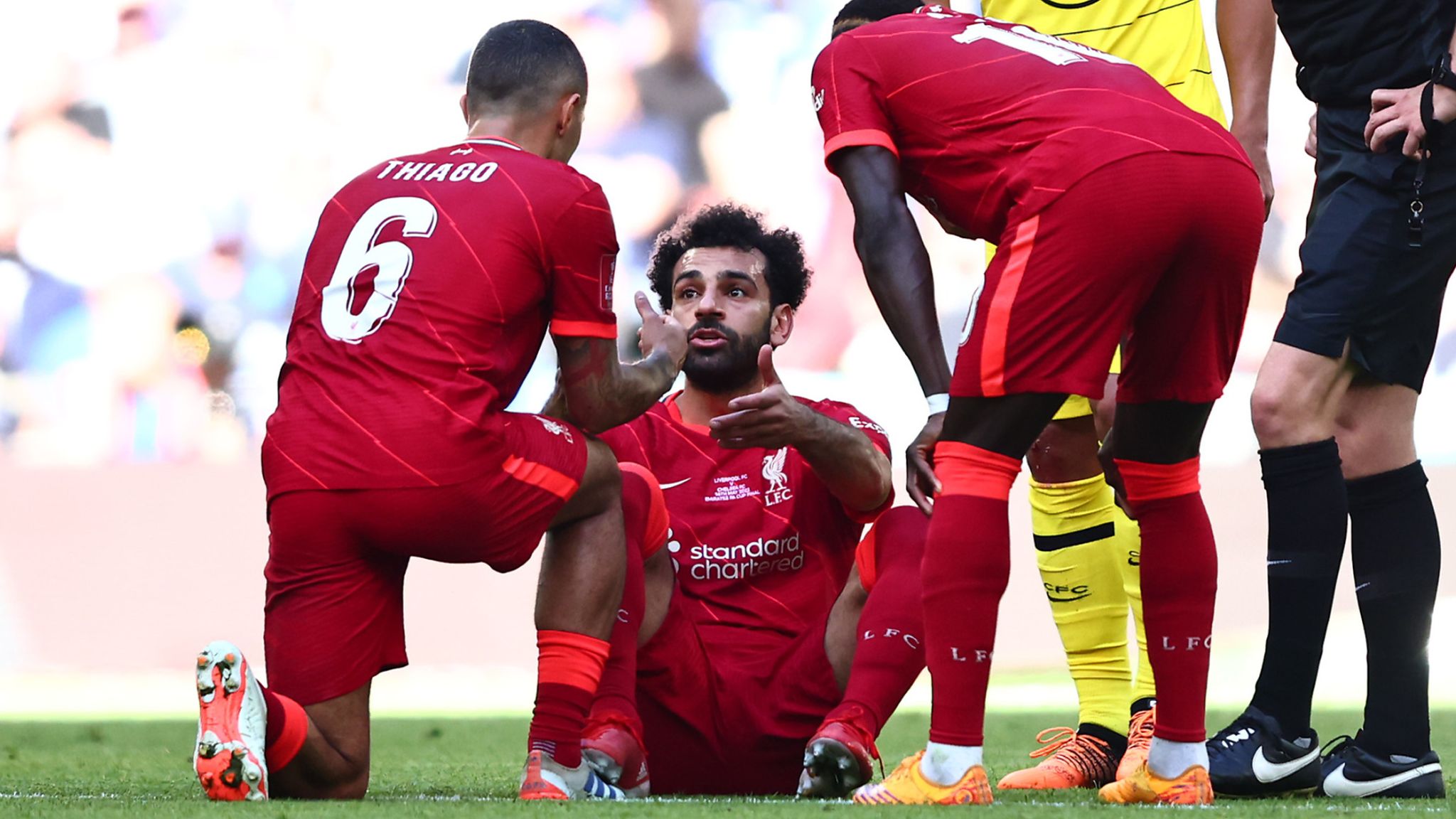 Mohamed Salah was forced off due to injury in the FA Cup final