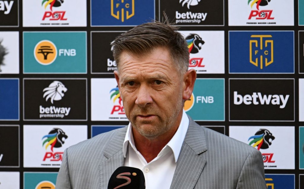 Eric Tinkler, head coach of Sekhukhune United is interviewed before the Betway Premiership 2024/25 game between Cape Town City and Sekhukhune United at Cape Town Stadium on 6 April 2025 © Ryan Wilkisky/BackpagePix