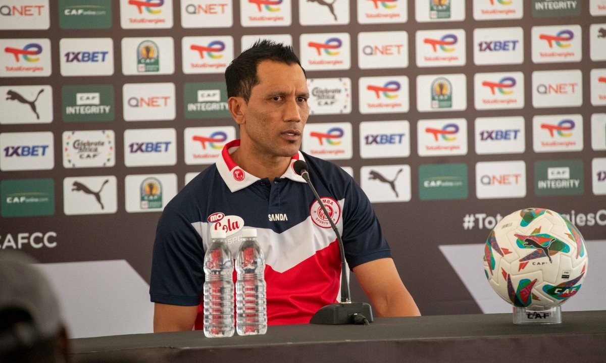 Fadlu Davids head coach of Simba FC speaking to the media ahead of their semi-final 2nd leg clash with Stellenbosch.