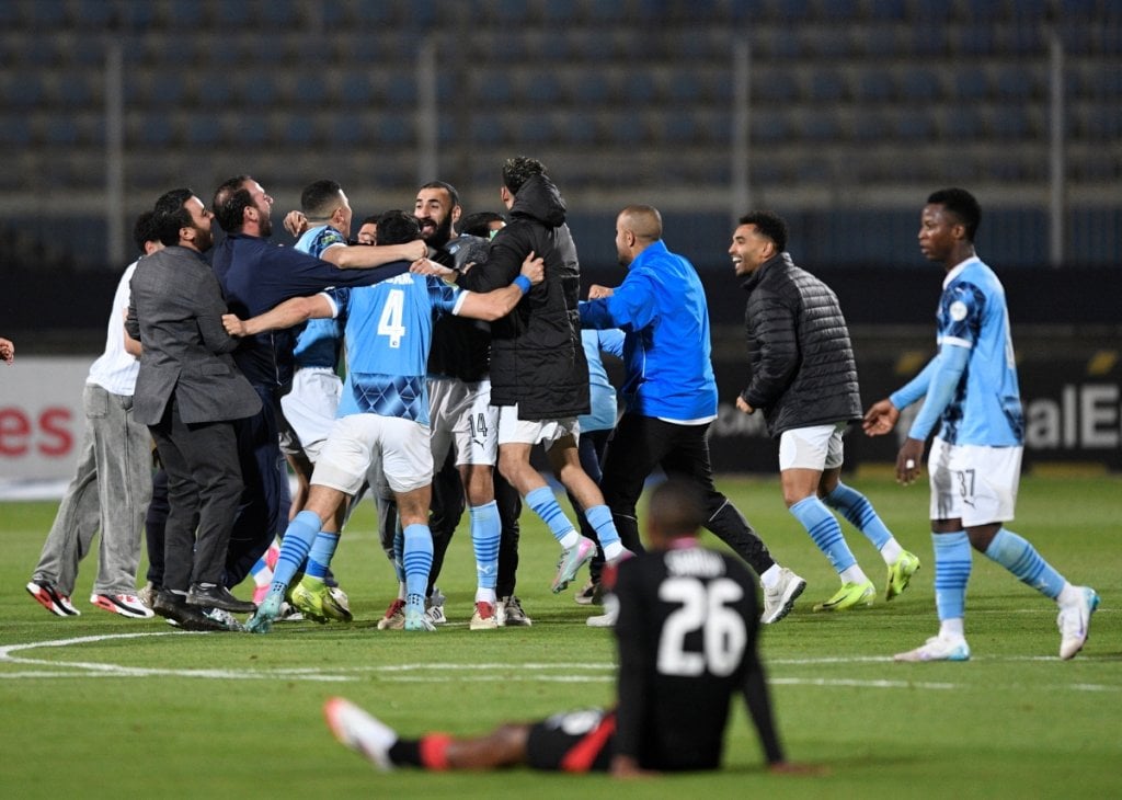 Pyramids celebrate after securing their place in the CAF Champions League final.