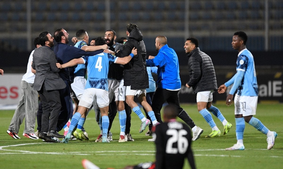 Pyramids celebrate after securing their place in the CAF Champions League final.