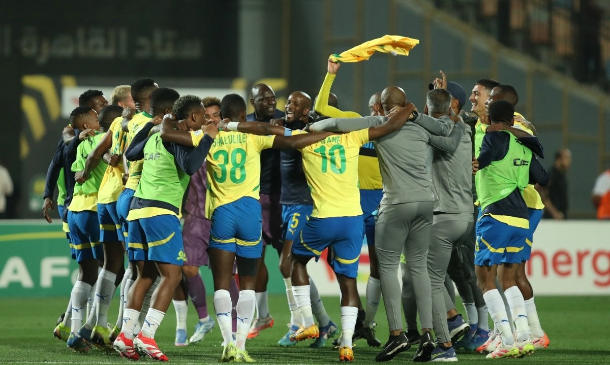 Mamelodi Sundowns celebrates after securing a place in the final of the CAF Champions League.