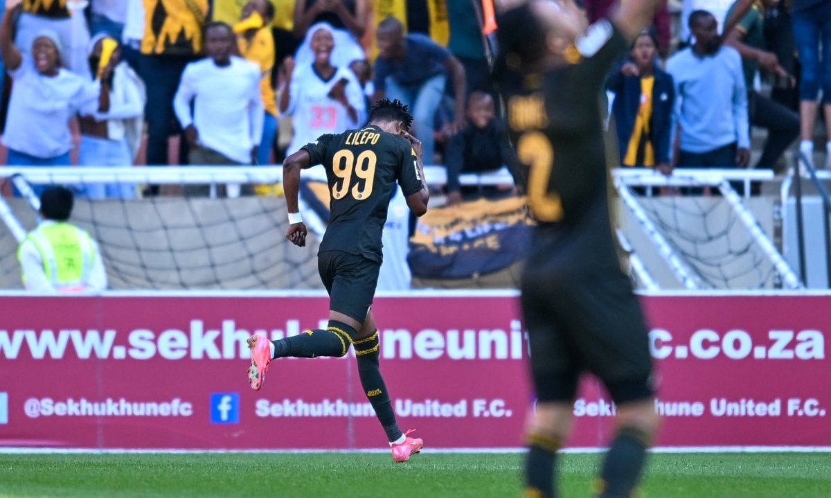 Glody Lilepo of Kaizer Chiefs celebrates a goalin the Betway Premiership.