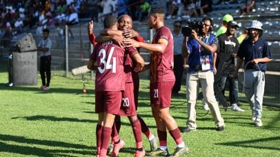 Stellenbosch players celebrate goal in Betway Premiership.