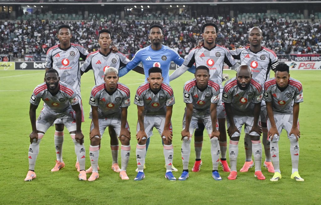 Pirates team during the Betway Premiership 2025/26 match between AmaZulu and Orlando Pirates at the Moses Mabhida Stadium in Durban on 3 February 2026 ©Gerhard Duraan/BackpagePix