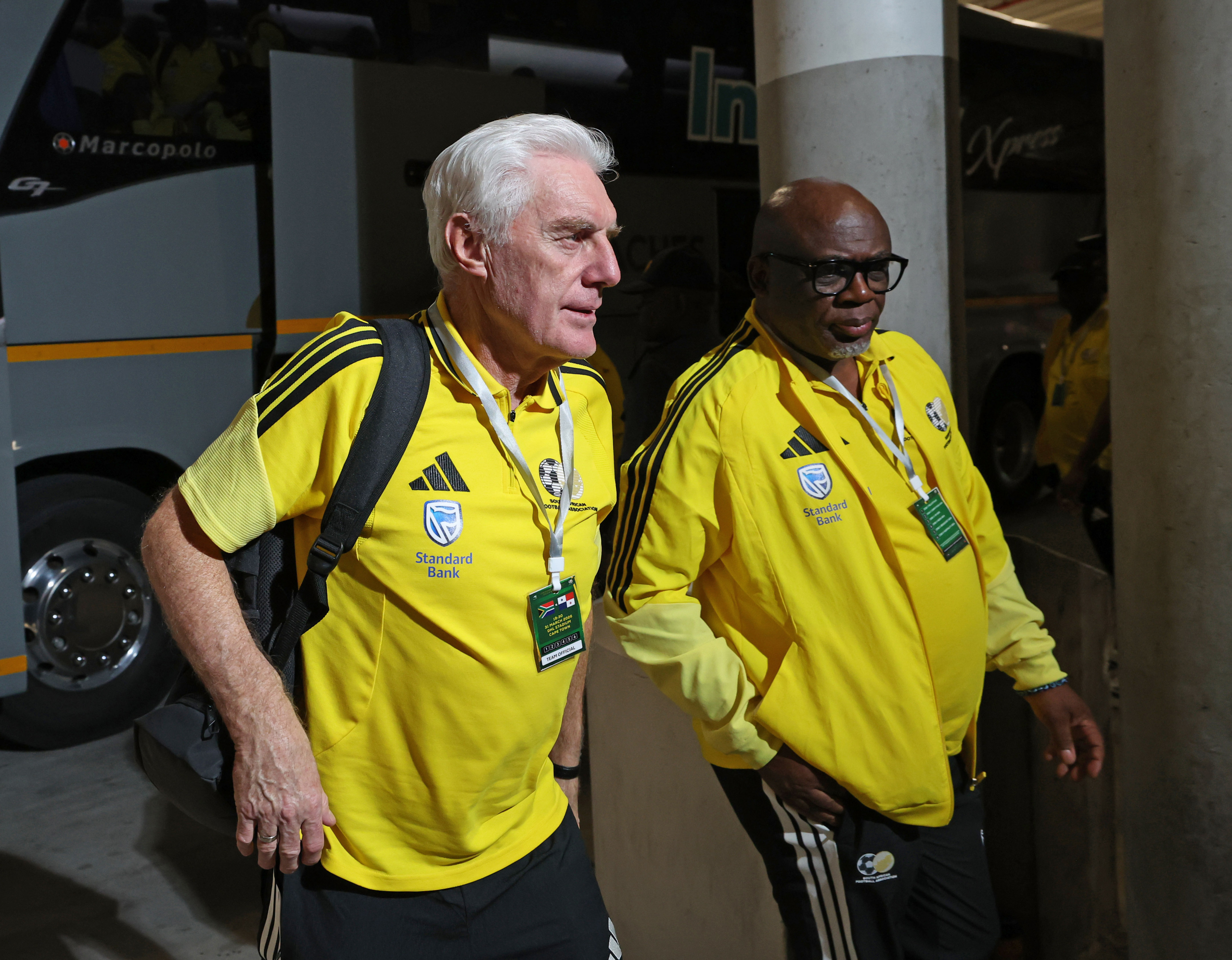 Hugo Broos, coach of South Africa during the 2026 International Friendly game between South Africa and Panama at Cape Town Stadium, South Africa on 31 March 2026 ©Gavin Barker/BackpagePix