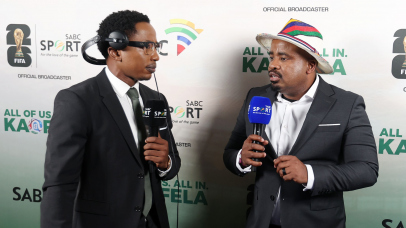 Andile Mncube with Tim Sukazi during the 2026 FIFA World Cup South Africa Team Announcement and Send Off at Sefako M Makgatho Presidential Guesthouse, Pretoria on the 27 May 2026 ©Muzi Ntombela/BackpagePix