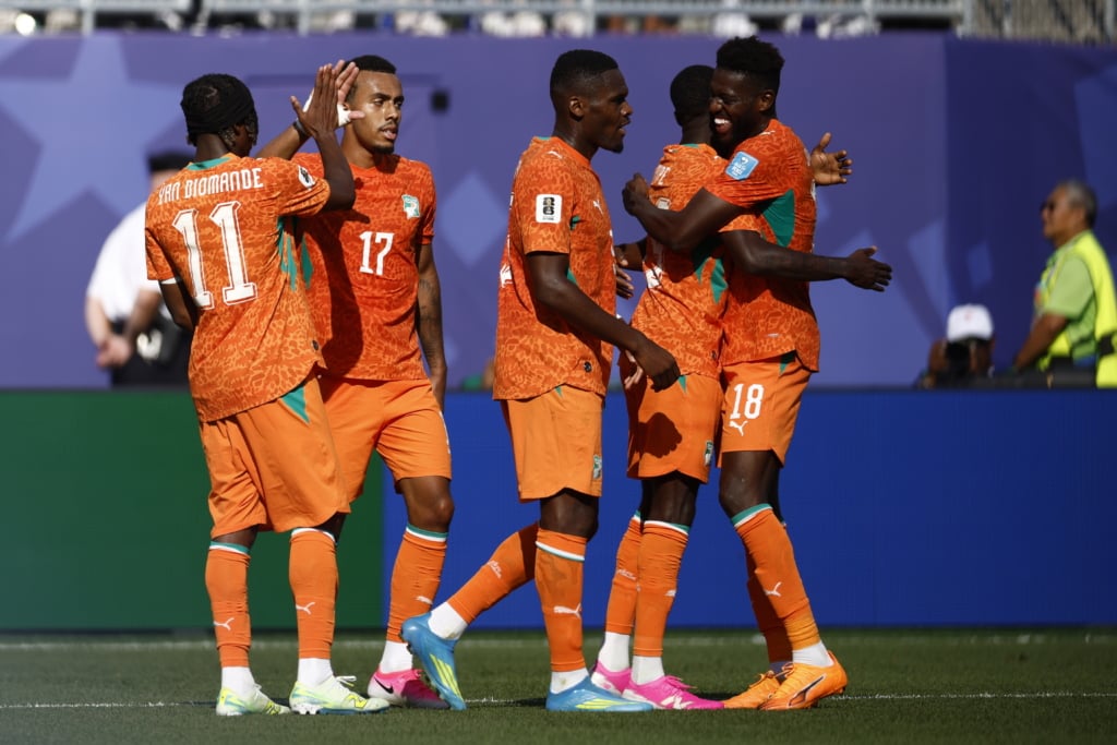 Nicolas Pepe of Ivory Coast (2-R) celebrates with his teammates after scoring the 0-2 goal during the FIFA World Cup 2026 group stage match Curacao against Ivory Coast, in Philadelphia, Pennsylvania, USA, 25 June 2026. EPA/WILL OLIVER