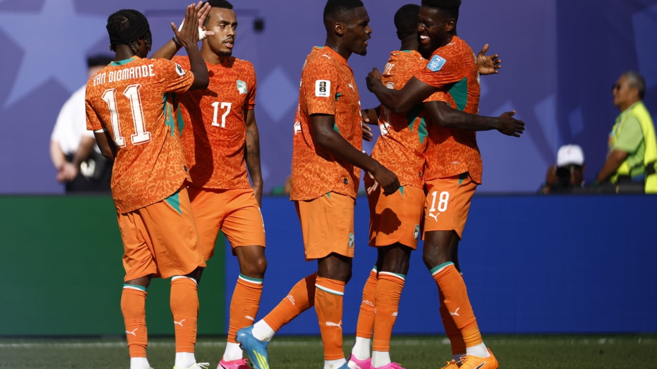 Nicolas Pepe of Ivory Coast (2-R) celebrates with his teammates after scoring the 0-2 goal during the FIFA World Cup 2026 group stage match Curacao against Ivory Coast, in Philadelphia, Pennsylvania, USA, 25 June 2026. EPA/WILL OLIVER