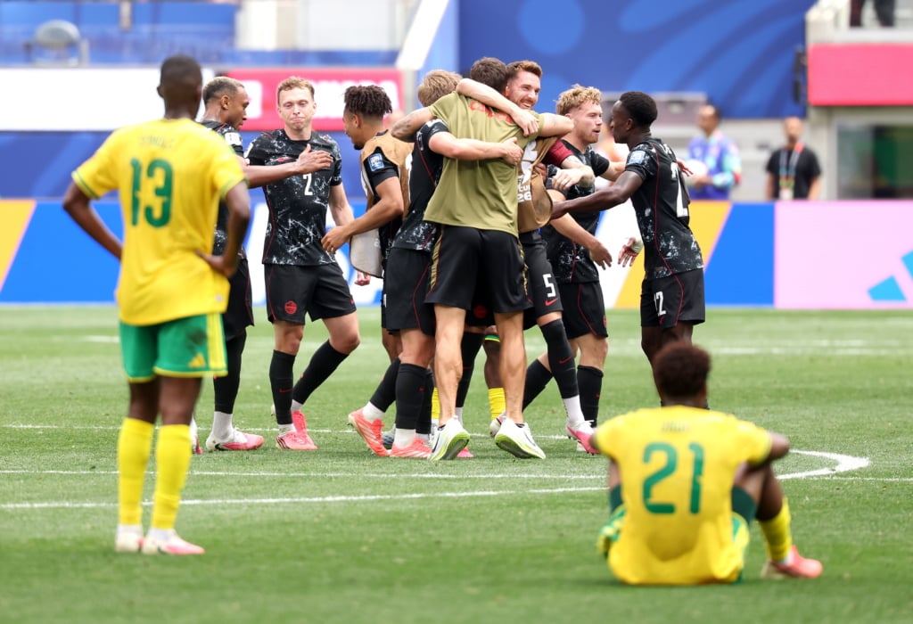 Players of Canada celebrate after winning the FIFA World Cup 2026 Round of 32 match South Africa against Canada, in Los Angeles, USA, 28 June 2026. EPA/CHRISTOPER TORRES
