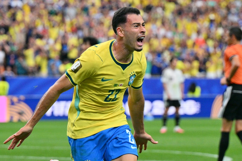 Gabriel Martinelli of Brazil celebrates after scoring the 2-1 goal during the FIFA World Cup 2026 Round of 32 match Brazil against Japan, in Houston, USA, 29 June 2026. EPA/SAM WASSON