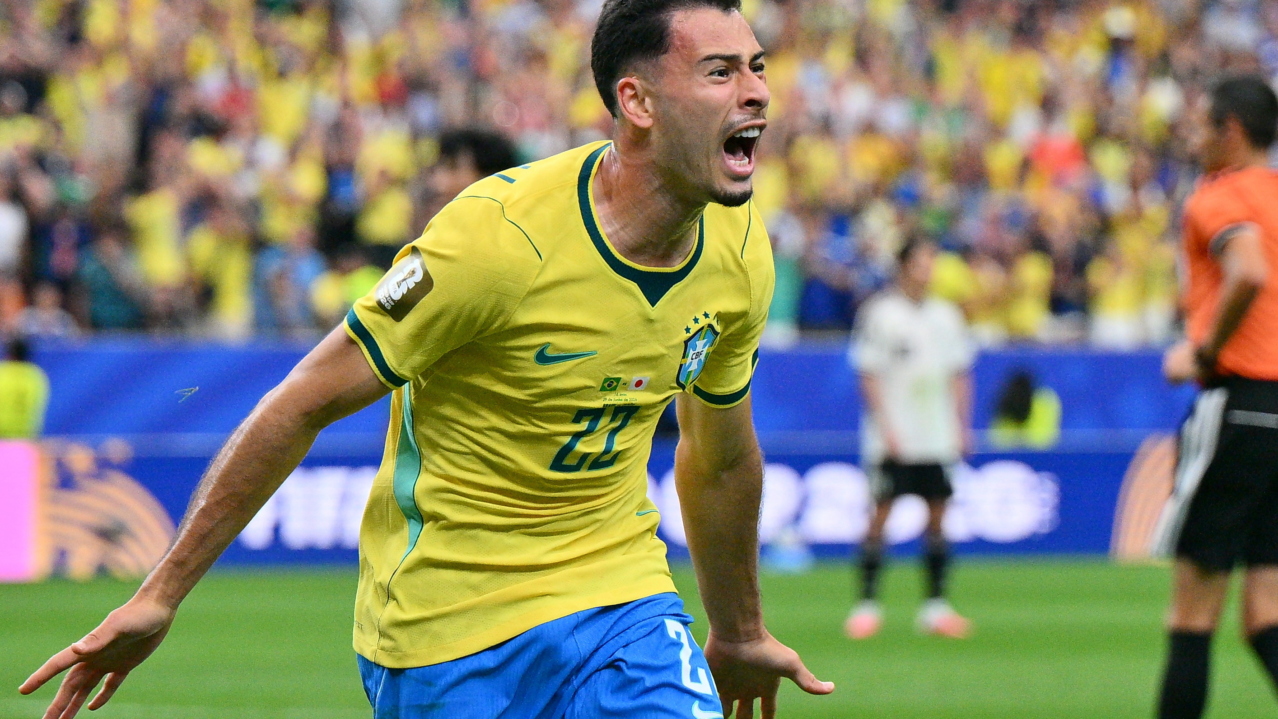 Gabriel Martinelli of Brazil celebrates after scoring the 2-1 goal during the FIFA World Cup 2026 Round of 32 match Brazil against Japan, in Houston, USA, 29 June 2026. EPA/SAM WASSON