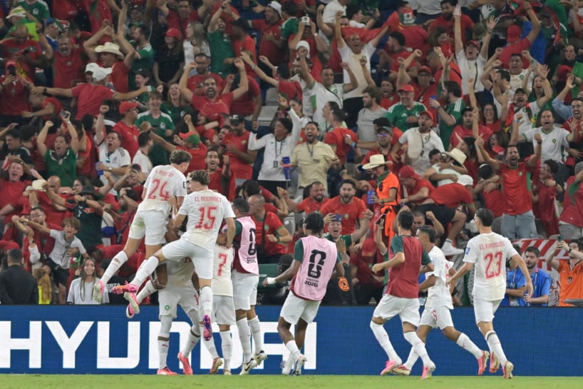 Moroccan players celebrate a goal by Issa Diop during the FIFA World Cup 2026 Round of 32 match between the Netherlands and Morocco, in Monterrey, Mexico, 29 June 2026. EPA/MIGUEL SIERRA