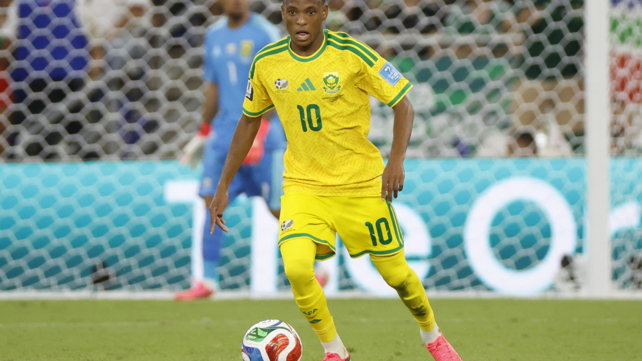 Relebohile Mofokeng of South Africa during the FIFA World Cup 2026 match between South Africa and South Korea at the Monterrey Stadium, Mexico on 24 June 2026 ©Gavin Barker/BackpagePix