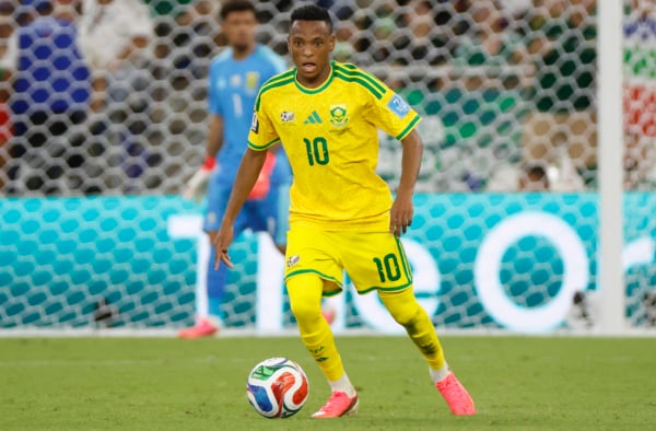 Relebohile Mofokeng of South Africa during the FIFA World Cup 2026 match between South Africa and South Korea at the Monterrey Stadium, Mexico on 24 June 2026 ©Gavin Barker/BackpagePix
