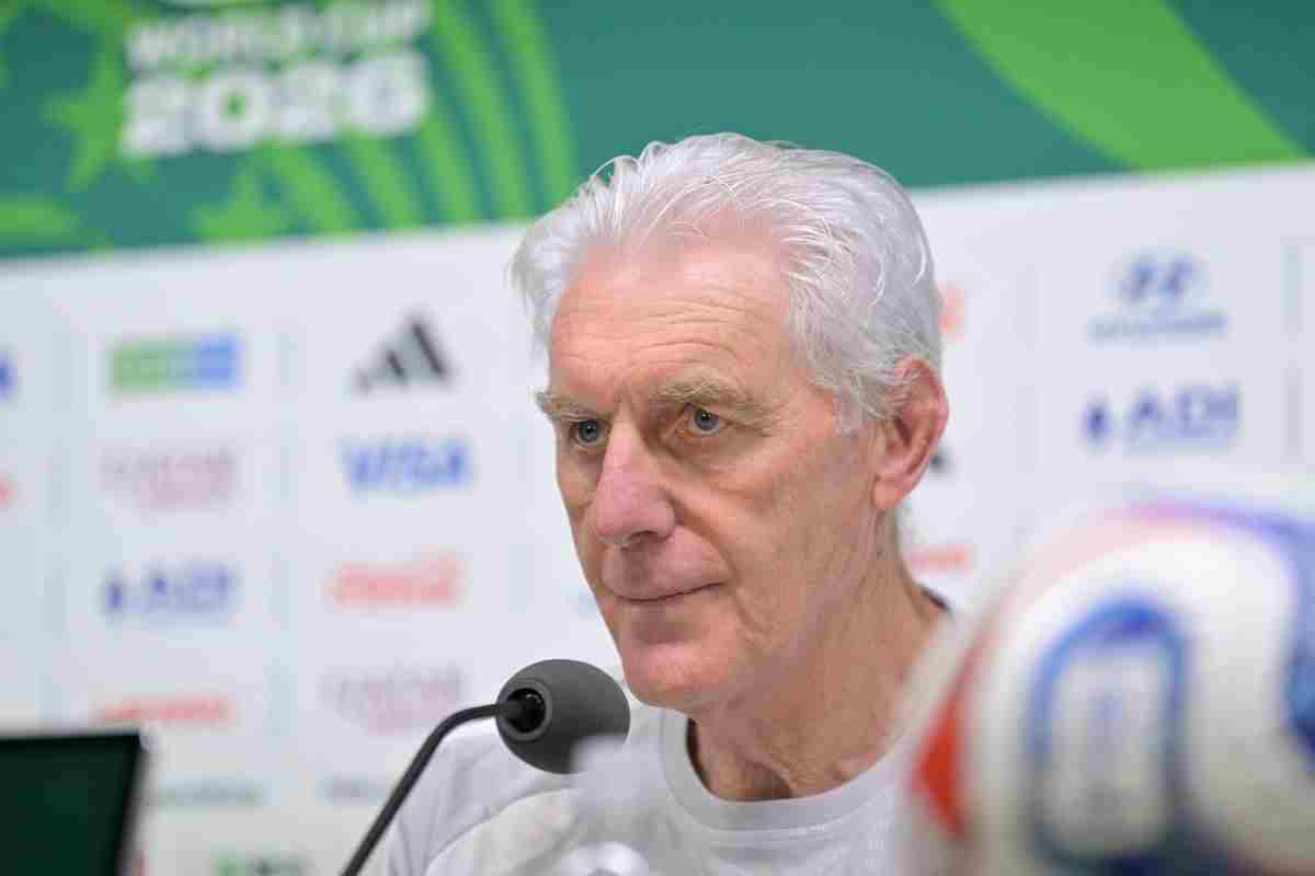 South Africa's head coach Hugo Broos takes part in a training session in Monterrey, Mexico, 23 June 2026. South Africa will face South Korea in their 2026 FIFA World Cup Group A soccer match on 25 June. EPA/MIGUEL SIERRA