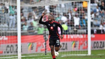 Bandile Shandu of Orlando Pirates celebrates goal during the Betway Premiership 2024/25 match between Orlando Pirates and TS Galaxy at Orlando Stadium in Soweto, on 17 May 2025 ©Phakamisa Lensman/BackpagePix