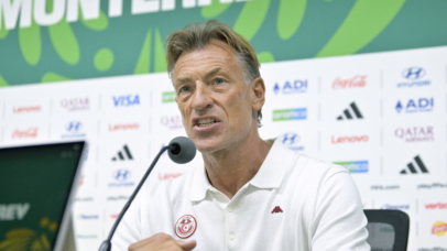 Tunisia's head coach Herve Renard speaks during a press conference in Monterrey, Mexico, 19 June 2026. EPA/Miguel Sierra
