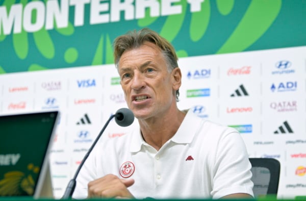 Tunisia's head coach Herve Renard speaks during a press conference in Monterrey, Mexico, 19 June 2026. EPA/Miguel Sierra