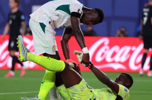 Goalkeeper Edouard Mendy of Senegal lies on the ground after an injury during the FIFA World Cup 2026 group stage match Norway against Senegal, in East Rutherford, New Jersey, USA, 22 June 2026. EPA/OLGA FEDOROVA