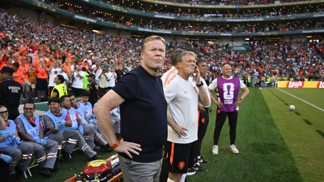Netherlands head coach Ronald Koeman (C) looks on during the FIFA World Cup 2026 Round of 32 match Netherlands against Morocco, in Monterrey, Mexico, 29 June 2026. EPA/MIGUEL SIERRA