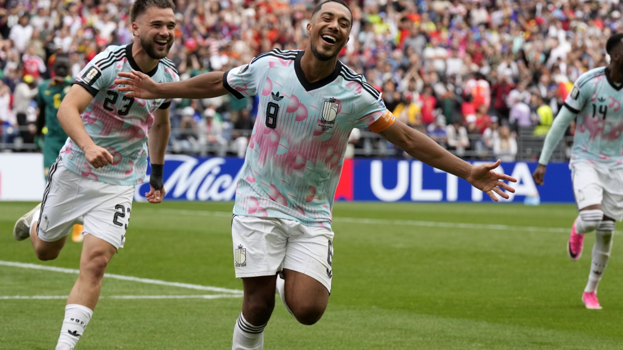 Youri Tielemans of Belgium celebrates scoring the 3-2 goal during the FIFA World Cup 2026 Round of 32 match Belgium against Senegal, in Seattle, Washington, USA, 01 July 2026. EPA/STEPHEN BRASHEAR