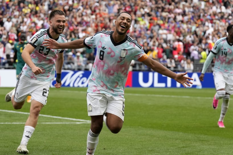 Youri Tielemans of Belgium celebrates scoring the 3-2 goal during the FIFA World Cup 2026 Round of 32 match Belgium against Senegal, in Seattle, Washington, USA, 01 July 2026. EPA/STEPHEN BRASHEAR