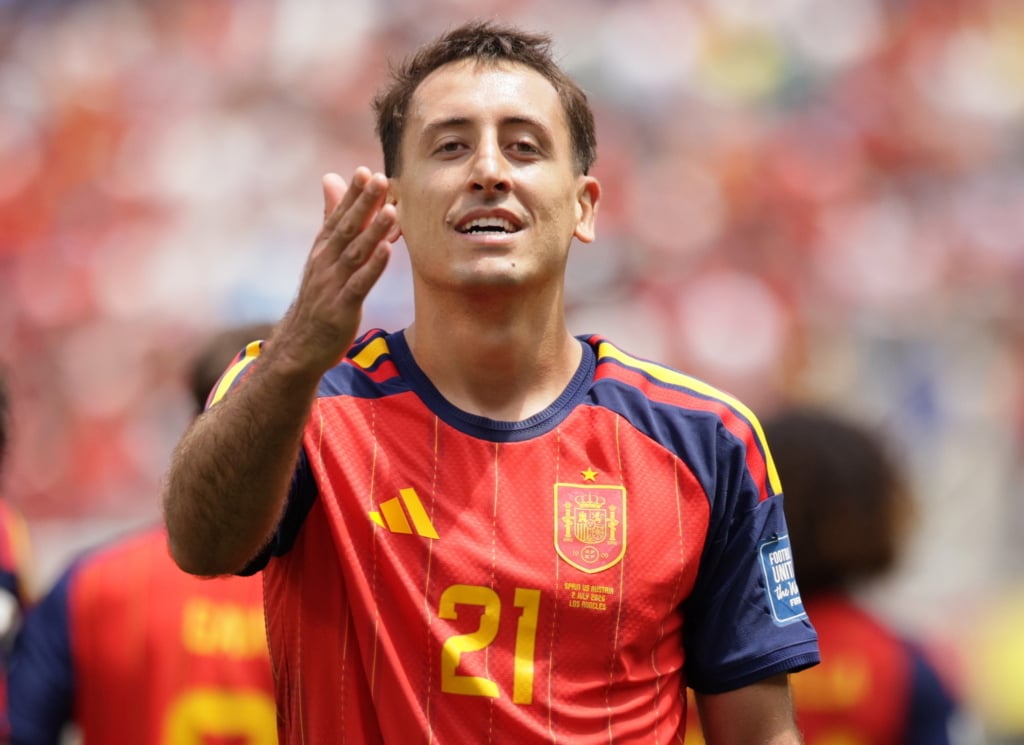 Mikel Oyarzabal of Spain celebrates scoring the 3-0 goal during the FIFA World Cup 2026 Round of 32 match Spain against Austria, in Los Angeles, USA, 02 July 2026. EPA/CHRISTOPHER TORRES