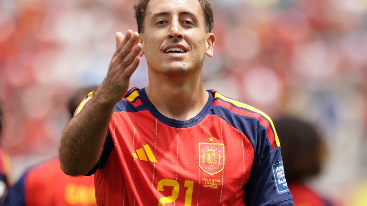 Mikel Oyarzabal of Spain celebrates scoring the 3-0 goal during the FIFA World Cup 2026 Round of 32 match Spain against Austria, in Los Angeles, USA, 02 July 2026. EPA/CHRISTOPHER TORRES