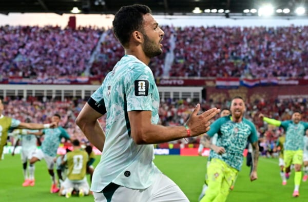 Goncalo Ramos of Portugal celebrates scoring the 2-1 goal during the FIFA World Cup 2026 Round of 32 match Portugal against Croatia, in Toronto, Canada, 02 July 2026. EPA/EDUARDO LIMA