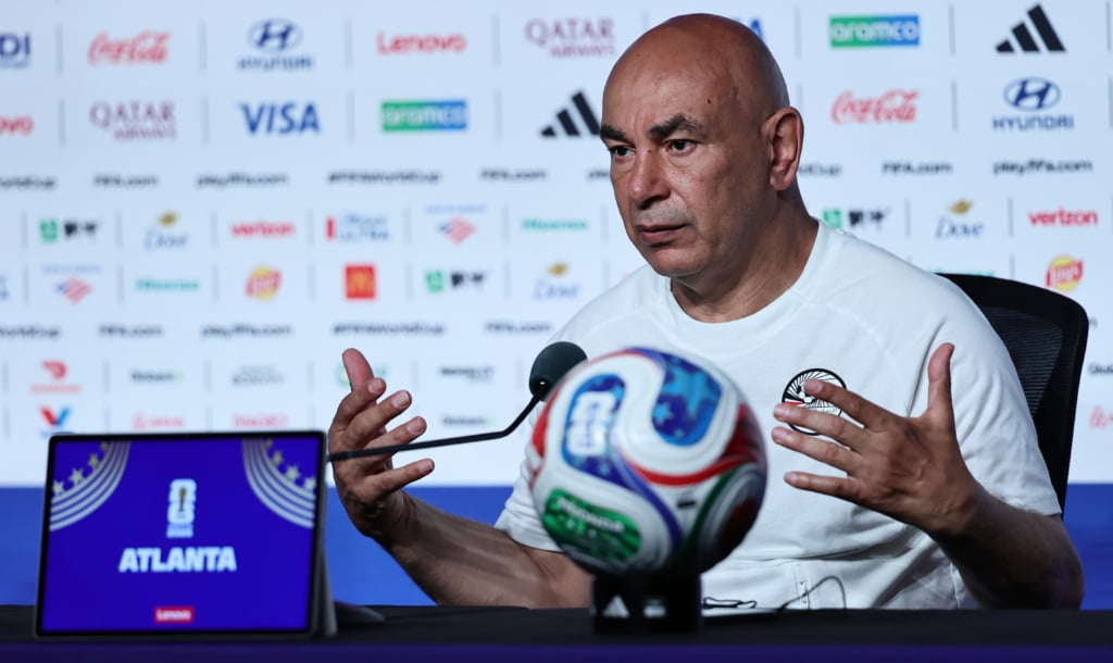Egypt's head coach Hossam Hassan gives a press conference in Atlanta, Georgia, USA, 06 July 2026. Egypt will face Argentina on 07 July in their FIFA World Cup 2026 round of 16 match. EPA/RONALD WITTEK