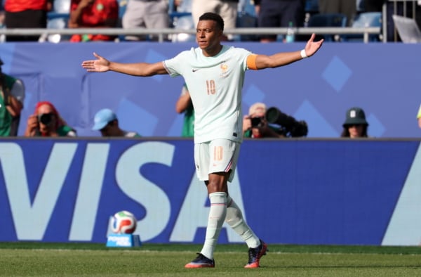 Kylian Mbappe of France celebrates scoring the 1-0 goal during the FIFA World Cup 2026 quarterfinals match France against Morocco, in Boston, Massachusetts, USA, 09 July 2026. EPA/SARAH YENESEL