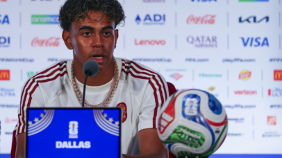 Spain’s national soccer player Lamine Yamal attends a press conference in Dallas, Texas, USA, 13 July 2026. Spain will face France on 14 July in a FIFA World Cup 2026 semi final match. EPA/CHRISTOPHER NEUNDORF