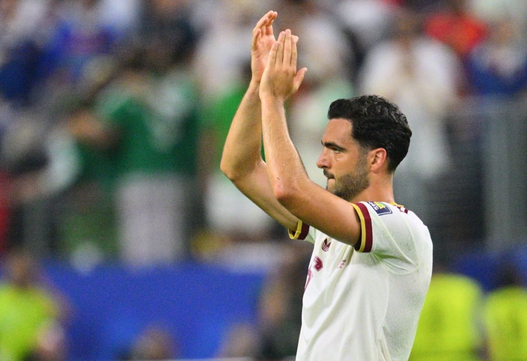 Mikel Merino of Spain applauds to supporters after winning the FIFA World Cup 2026 semifinals match France against Spain, in Dallas, USA, 14 July 2026. EPA/SAM WASSON