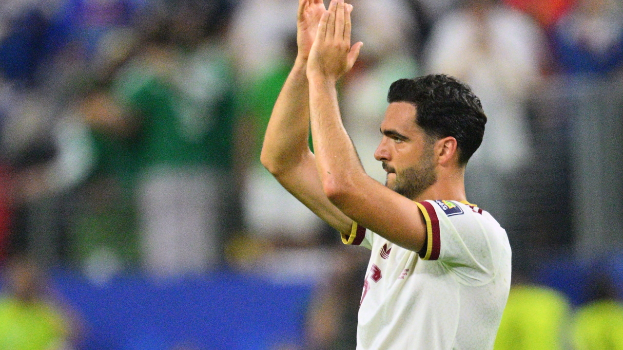 Mikel Merino of Spain applauds to supporters after winning the FIFA World Cup 2026 semifinals match France against Spain, in Dallas, USA, 14 July 2026. EPA/SAM WASSON
