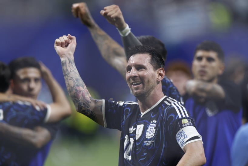 Lionel Messi of Argentina celebrates their victory after the FIFA World Cup 2026 semifinals match England against Argentina, in Atlanta, USA, 15 July 2026. EPA/WILL OLIVER