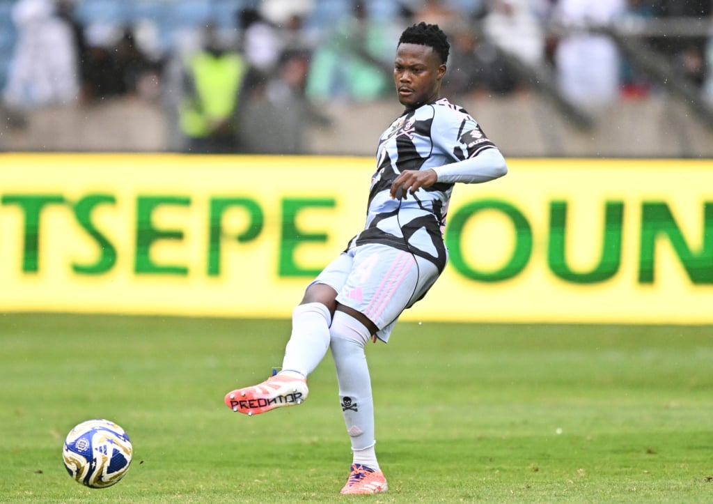 Thabiso Sesane of Orlando Pirates during the 2025 Carling Knockout Cup match between Orlando Pirates and Carling All Stars at the Moses Mabhida Stadium, Durban on the 13 December 2025 ©Gerhard Duraan/BackpagePix