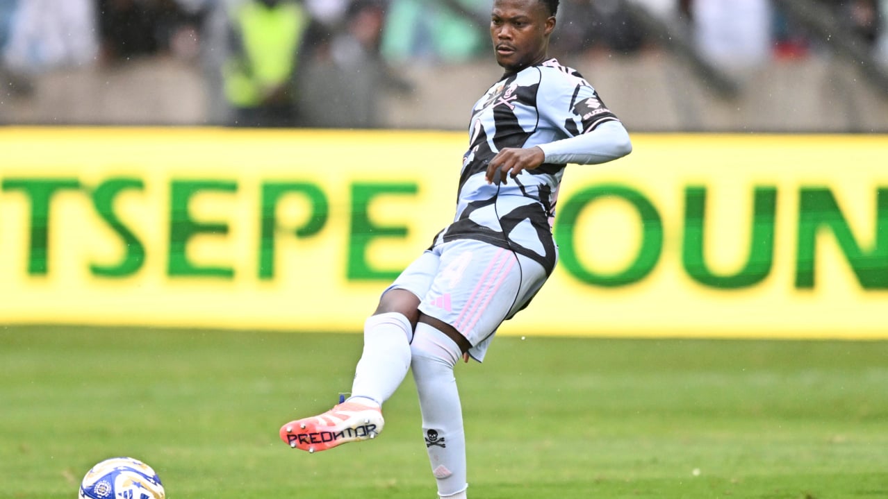 Thabiso Sesane of Orlando Pirates during the 2025 Carling Knockout Cup match between Orlando Pirates and Carling All Stars at the Moses Mabhida Stadium, Durban on the 13 December 2025 ©Gerhard Duraan/BackpagePix