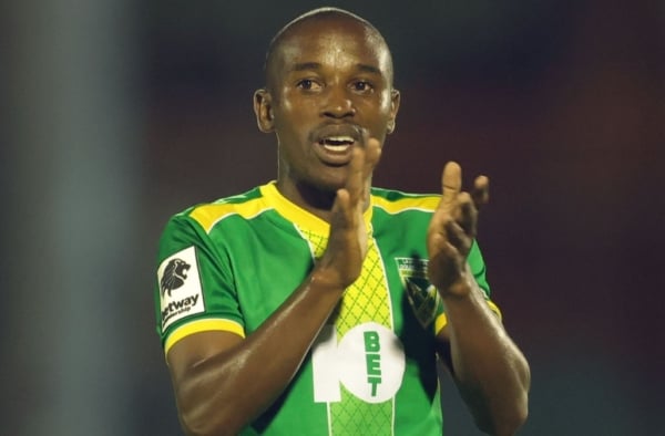 Siyanda Ndlovu of Golden Arrows reacts during the Betway Premiership 2025/26 match between Magesi FC and Golden Arrows at Seshego Stadium in Polokwane on 13 February 2026 ©Samuel ShivambuBackpagePix