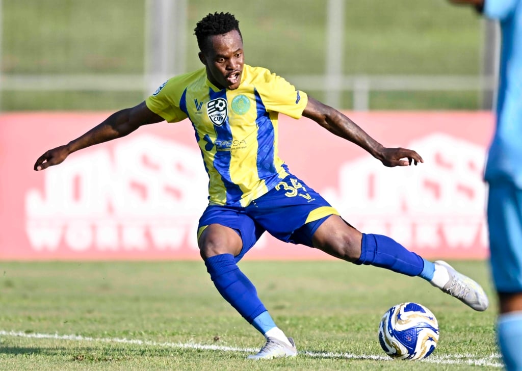 Mfundo Thikazi of Casric Stars FC during the 2026 Nedbank Cup semi-final match between Durban City and Casric Stars at Chatsworth Stadium, Durban on 4 April 2026 ©Gerhard Duraan/BackpagePix