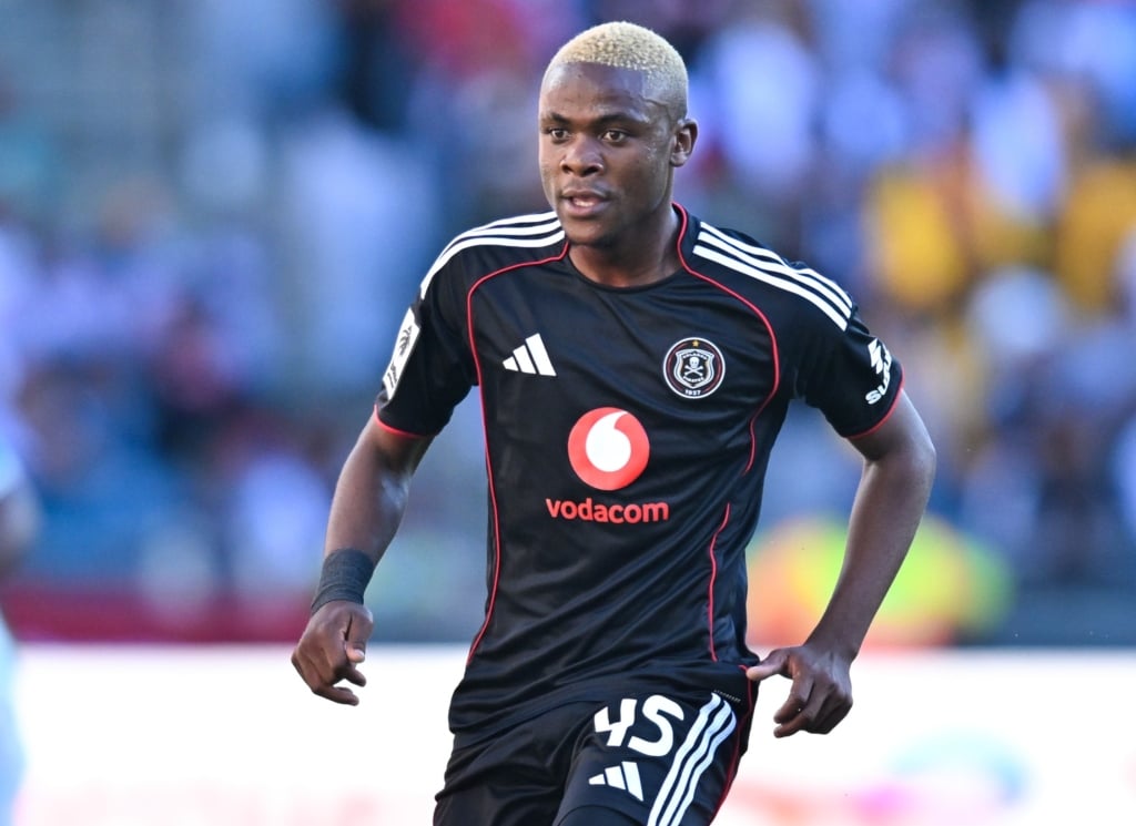 Daniel Msendami of Orlando Pirates during the Betway Premiership 2025/26 match between Orlando Pirates and Amazulu at Orlando Amstel Arena in Soweto on 18 April 2026 ©Alche Greeff/BackpagePix
