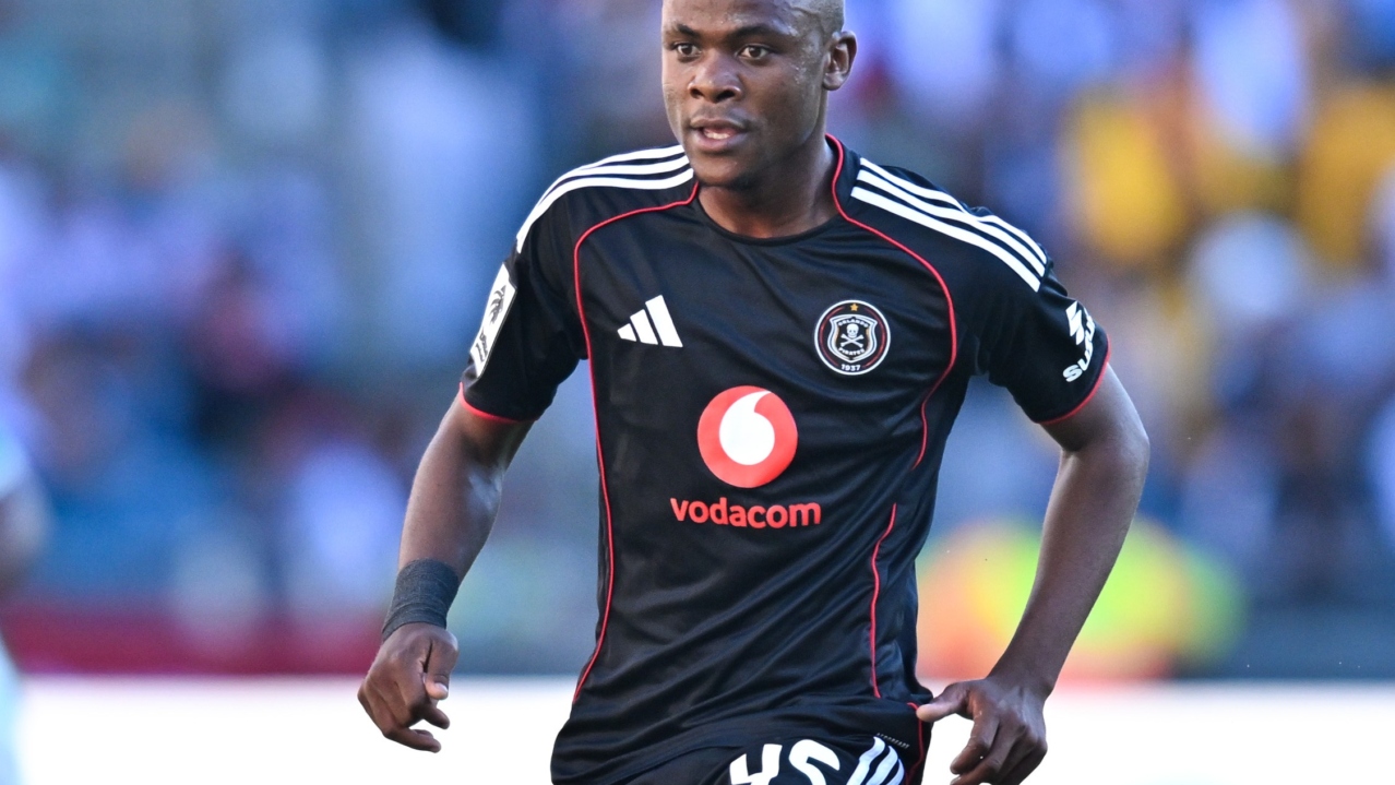 Daniel Msendami of Orlando Pirates during the Betway Premiership 2025/26 match between Orlando Pirates and Amazulu at Orlando Amstel Arena in Soweto on 18 April 2026 ©Alche Greeff/BackpagePix
